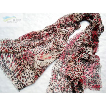 2015 nouveau léopard foulard en mousseline de soie
